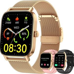 Gold Smartwatch with Mesh Band